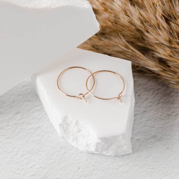 Rose Gold 15mm Round Wine Hoop Stainless Steel Ear Wires, 10 Pieces, Hoop #13