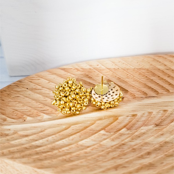 18K Gold 15mm Small Seed Bead Topper, 1 Pair, Seed Bead #3