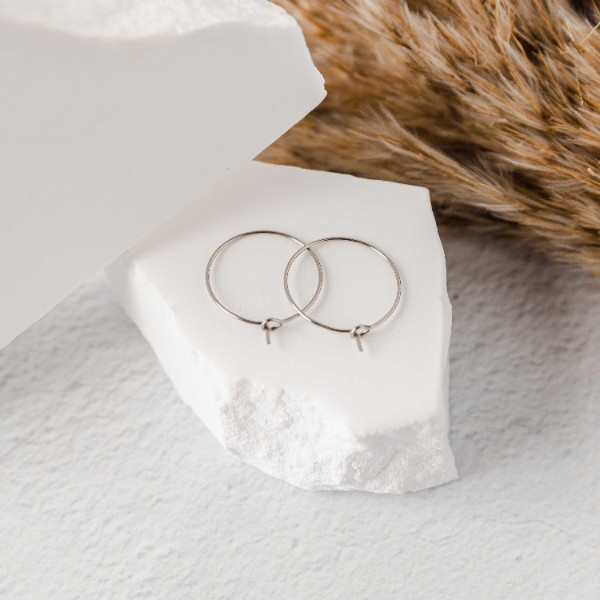 Silver 20mm Round Wine Hoop Stainless Steel Ear Wires, 10 Pieces, Hoop #19