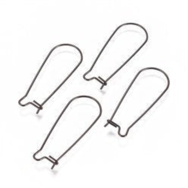 Black 33mm Kidney Ear Wires, 20 Pieces, Earring Hook #26