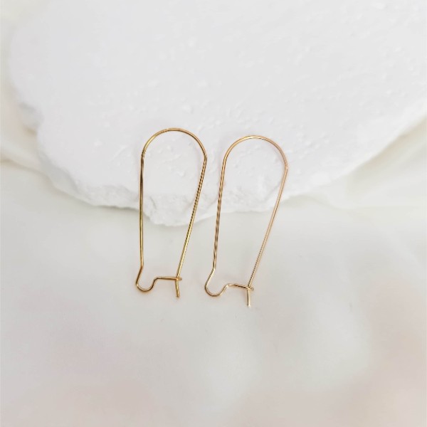 Gold 33mm Kidney Ear Wires, 20 Pieces, Earring Hook #24