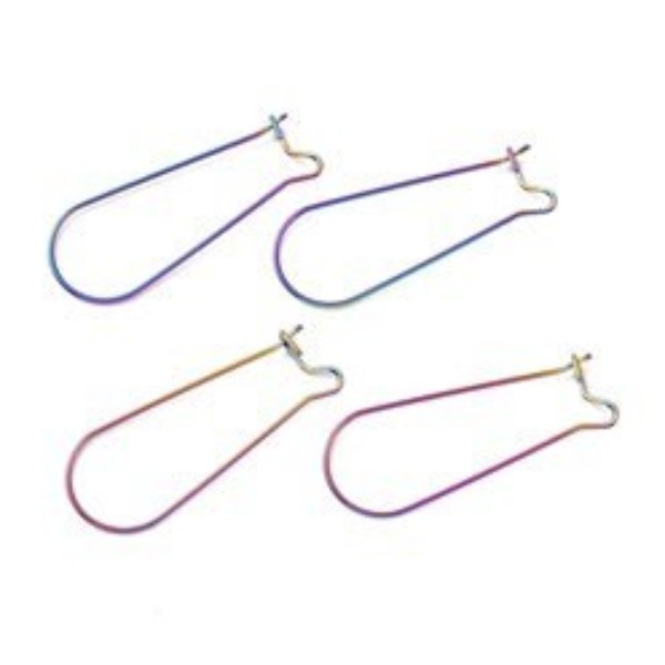 Rainbow 33mm Kidney Ear Wire , 20 Pieces, Earring Hook #27
