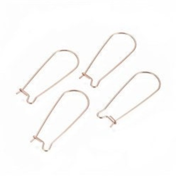 Rose Gold 33mm Kidney Ear Wires, 20 Pieces, Earring Hook #25