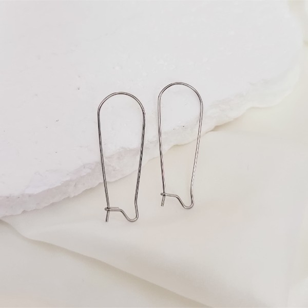 Silver 33mm Kidney Ear Wires, 20 Pieces, Earring Hook #23