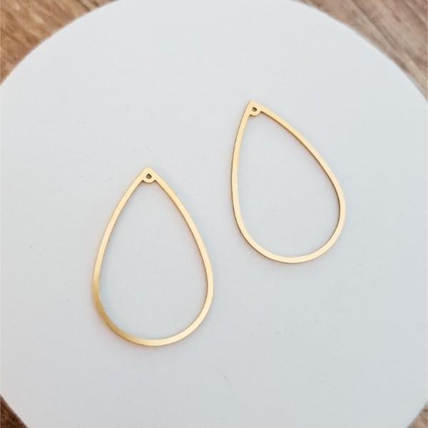35mm Gold Stainless Steel Teardrop Linking Rings, 10 Pieces, Charm #99