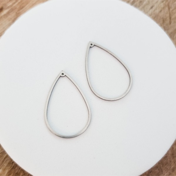35mm Silver Stainless Steel Teardrop Linking Rings, 10 Pieces, Charm #63