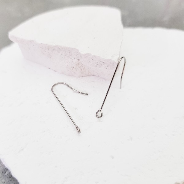 Silver 40mm Elongated Forward-Facing Stainless Steel Ear Wires 20 Pieces, Earring Hook #20