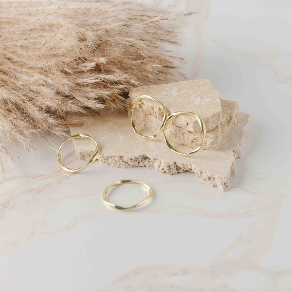 40mm Gold Circle Alloy Twisted Linking Rings, 10 Pieces, Connector #37