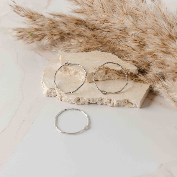 42mm Hammered Silver Circle Brass Charm with Hole, 10 Pieces, Charm #71