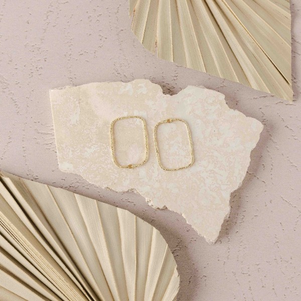 45mm Hammered Gold Rectangle Brass Charm with Hole, 10 Pieces, Charm #114