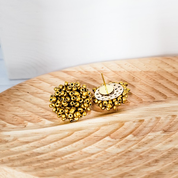 Antique Gold 15mm Small Seed Bead Topper, 1 Pair, Seed Bead #2