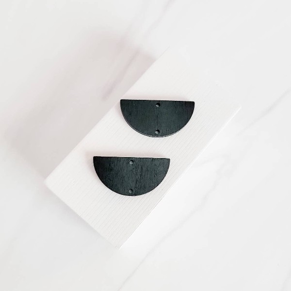 Black Wooden Semicircle Connectors, 10 Pieces, Wood #45