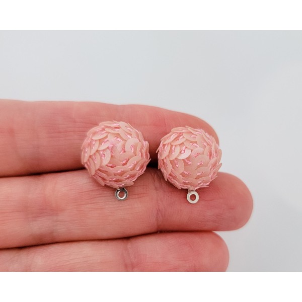 Blush Pink 15mm Sequin Stud Topper, 1 Pair, Stud #192