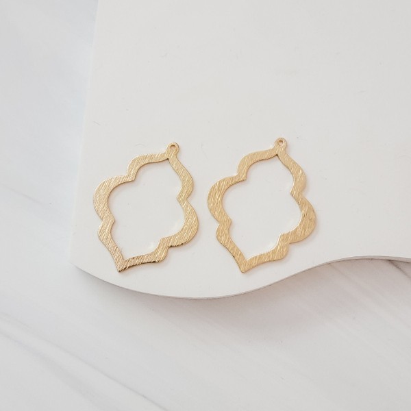 Gold Bohemian 1-Hole Brushed Brass Charms, 10 Pieces, Charm #98