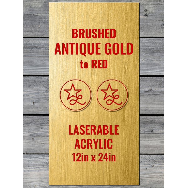 Brushed Antique Gold / Red Laserable Panels (12"x24")