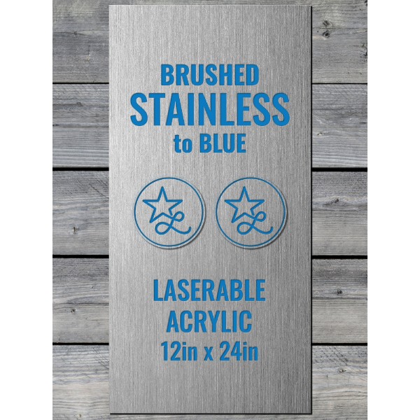 Brushed Stainless / Blue Laserable Panels (12"x24")