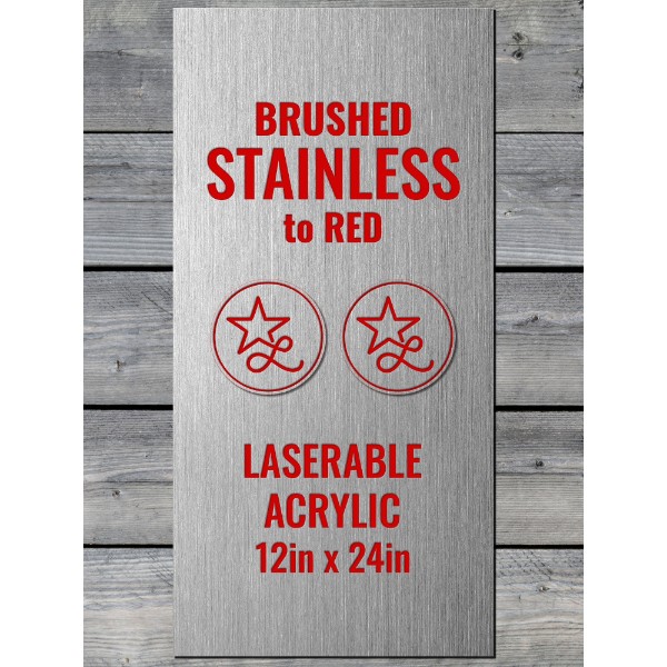 Brushed Stainless / Red Laserable Panels (12"x24")
