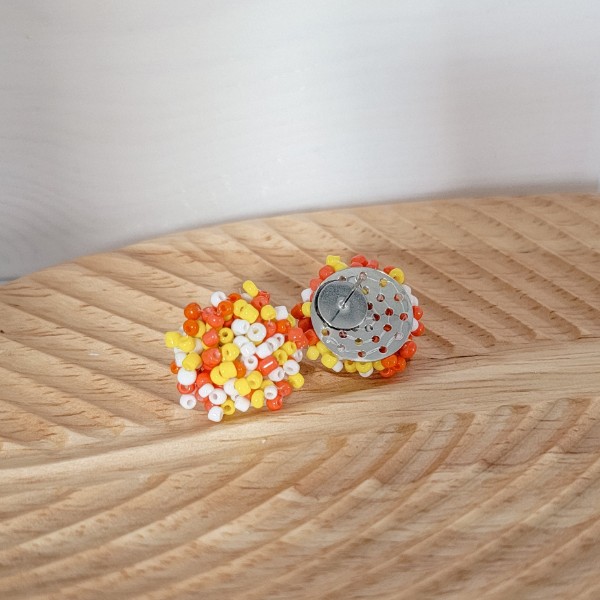 Candy Corn Mix 15mm Small Seed Bead Topper, 1 Pair, Seed Bead #66