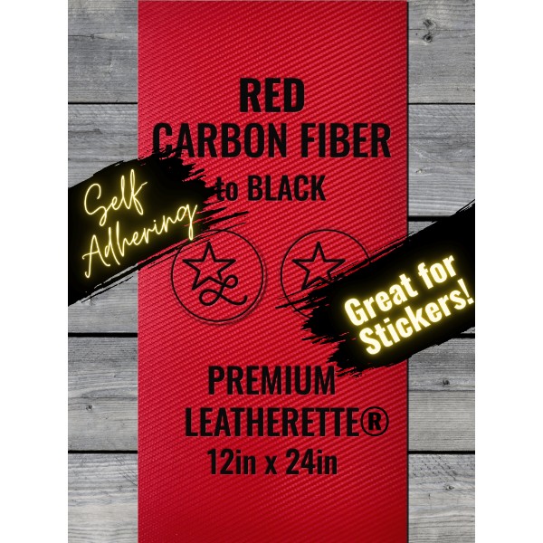 Self-Adhering Red Carbon Fiber Leatherette