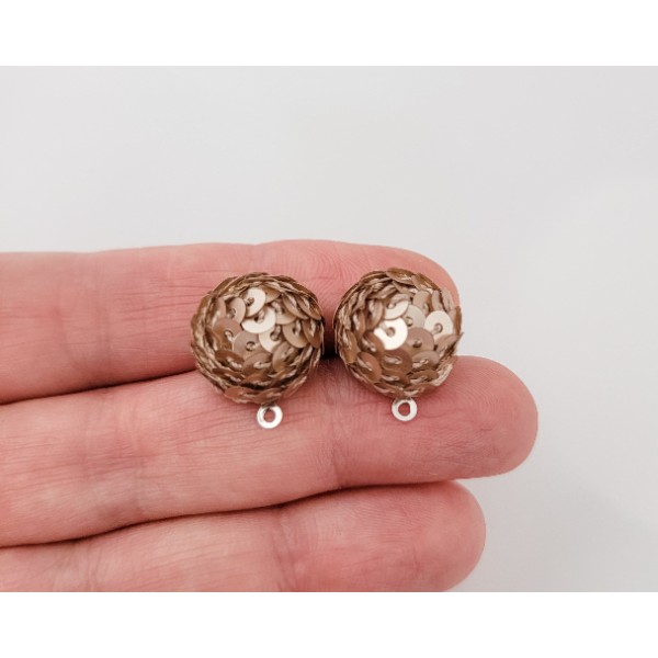 Champagne 15mm Sequin Stud Topper, 1 Pair, Stud #194