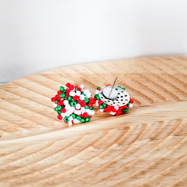 Christmas Mix 15mm Small Seed Bead Topper, 1 Pair, Seed Bead #85