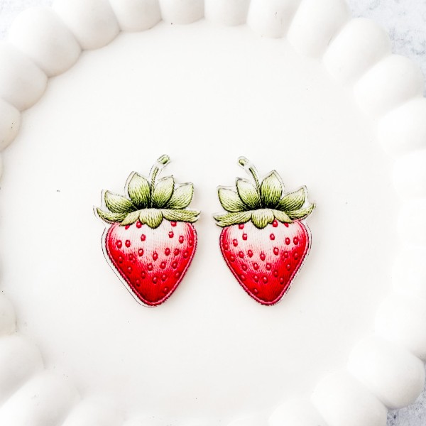 Classic Strawberry Earring Blank (1 Pair), Acrylic Print & Cut, Laser Blank #16