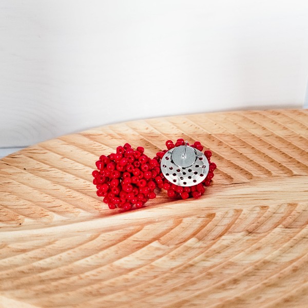 Crimson 15mm Small Seed Bead Topper, 1 Pair, Seed Bead #1