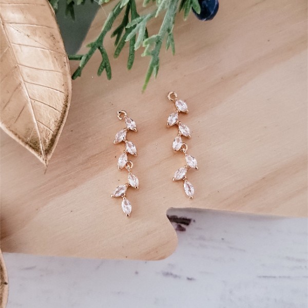 Gold Cubic Zirconia Cascading Pendant, 10 Pieces, Charm #24