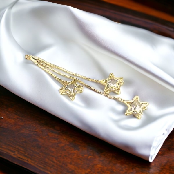 Gold Star Chain Cubic Zirconia Charms, 10 Pieces, Charm #78