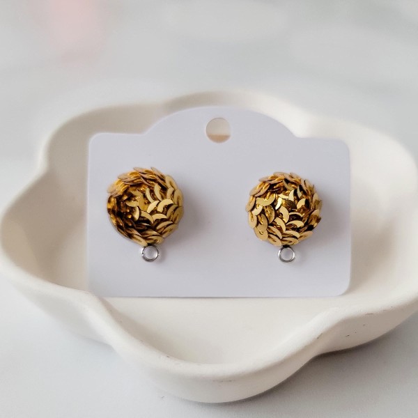 Gold 15mm Sequin Stud Topper, 1 Pair, Stud #188