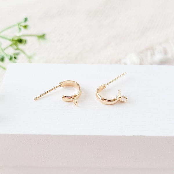 Gold Petite Half Hoop with Perpendicular Loop, 10 Pieces. Hoop #40