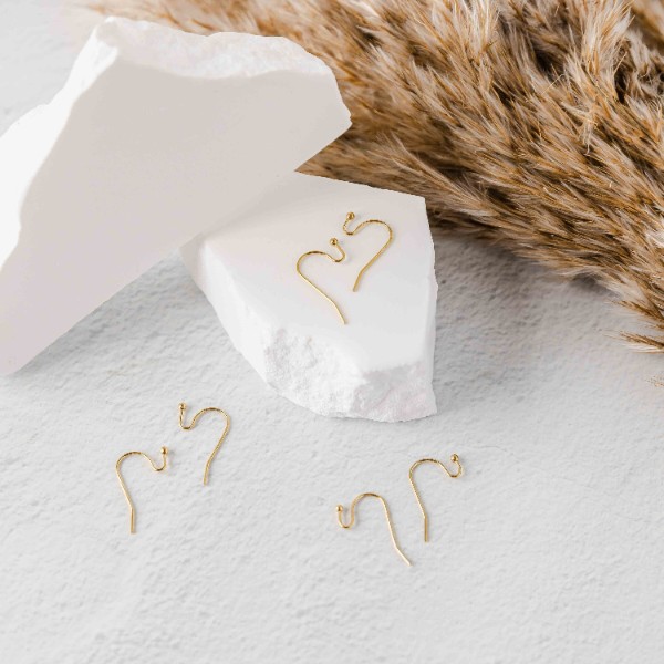 Gold Regular Loop Ball Style Stainless Steel Earring Hooks, 20 Pieces, Earring Hook #50