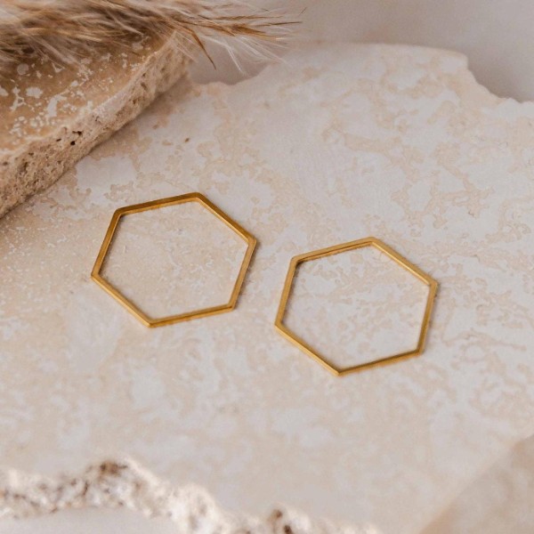 Gold Stainless Steel Hexagon Linking Rings (Smooth), 10 Pieces, Connector #26