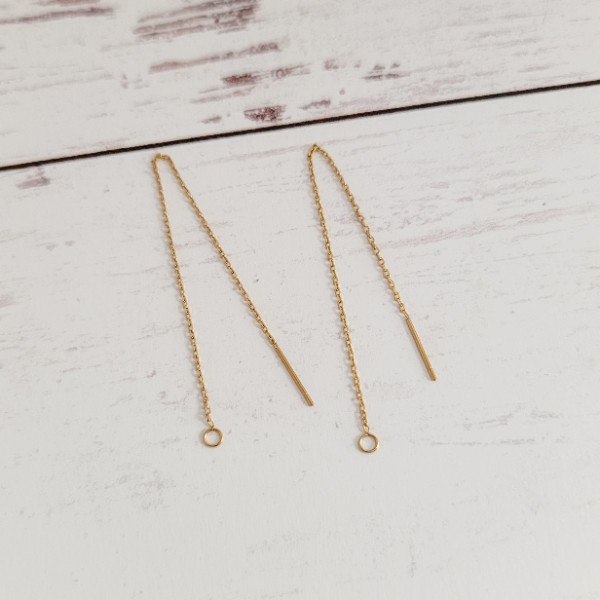 Gold Threader Stainless Steel Chain With Connector Loops (Ear Threads), 10 Pieces, Earring Hook #75