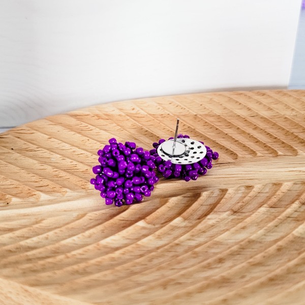 Grape Purple 15mm Small Seed Bead Topper, 1 Pair, Seed Bead #6