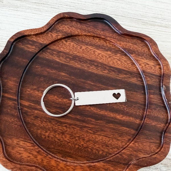 Heart Cutout Bar Keychain (Silver), 1 Total, Metal Blank #250