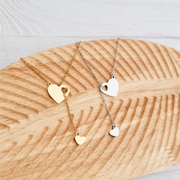 Heartfall Necklace (Silver or Gold), 1 Total, Metal Blank #154