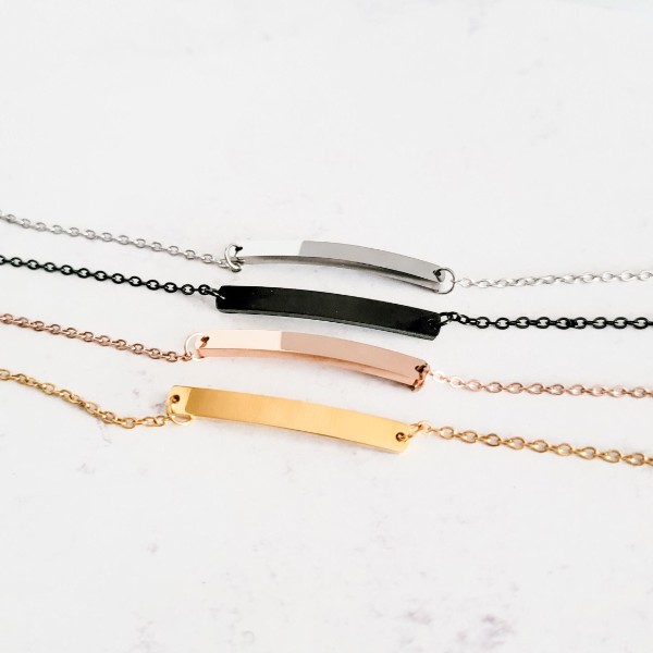 Horizontal Bar Cable Chain Bracelet (Silver, Gold, Rose Gold, or Black), 1 Total, Metal Blank #31