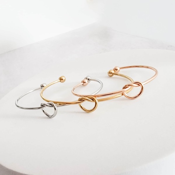 Knot Bangle Bracelet (Silver, Gold, or Rose Gold), 1 Total, Metal Blank #35