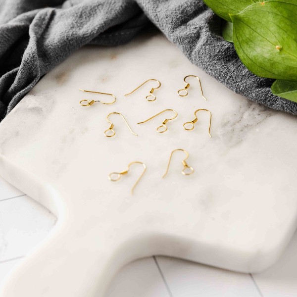 Large Loop Gold Flat French 4.5mm Stainless Steel Ear Wires, 20 Piece, Earring Hook #66