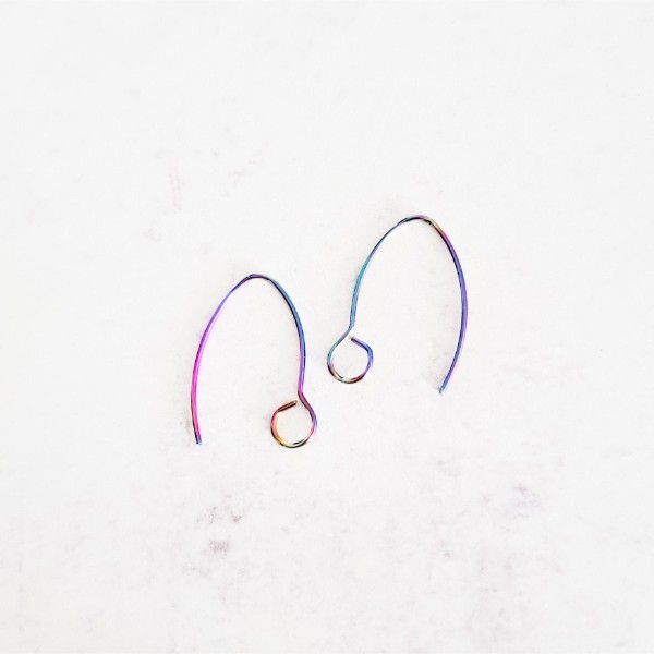 Rainbow Large Loop V Ear Wires (5mm Surgical Stainless Steel Marquise Hooks), 20 Pieces, Earring Hook #61