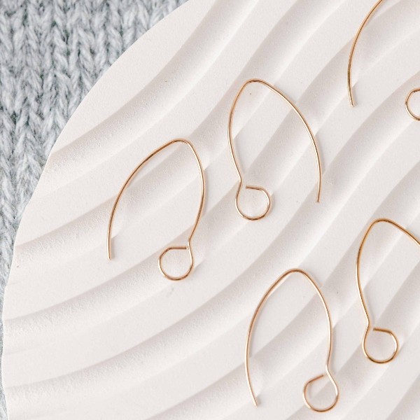 Rose Gold Large Loop V Ear Wires (5mm Surgical Stainless Steel Marquise Hooks), 20 Pieces, Earring Hook #59