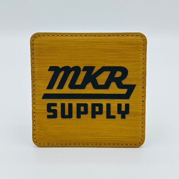 Leatherette Coaster - Bamboo/Black