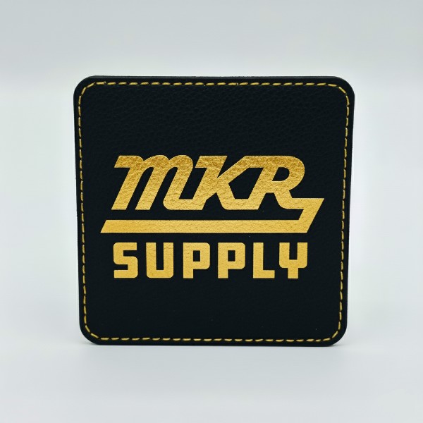 Leatherette Coaster - Black/Gold