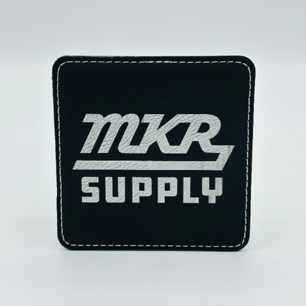Leatherette Coaster - Black/Silver