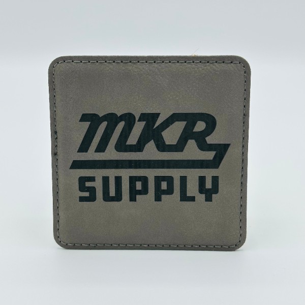 Leatherette Coaster - Gray/Black