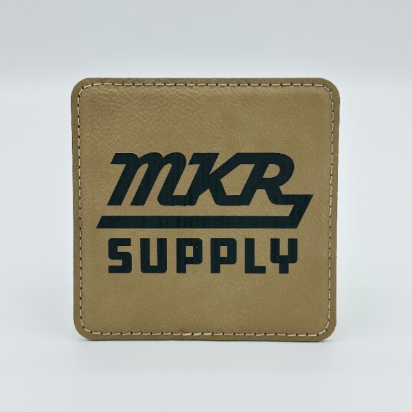 Leatherette Coaster - Tan/Black