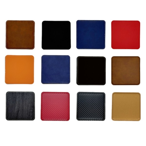 4" Square Leatherette Coaster with 1 Felt Side