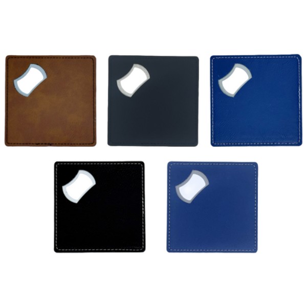 Square Leatherette Bottle Opener Coaster