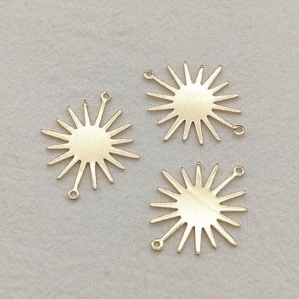 Medium Brass 2-Hole Sunburst Connector, 10 Pieces, Connector #51